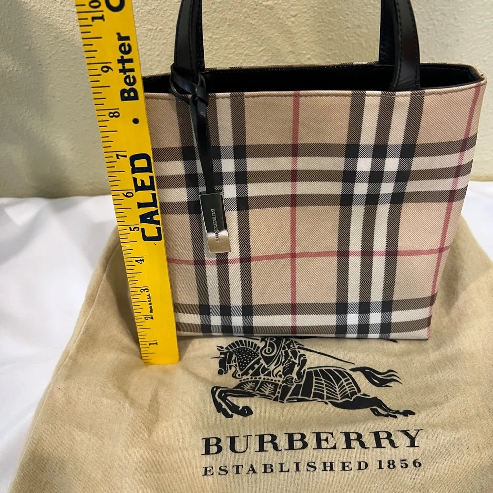 Burberry London Nova Check Coated Canvas Mini Tote Tan Black - Picture 14 of 16